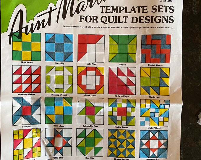 QUILT Plastic Templates Aunt Martha's ATS 301 Set Patchwork Templates