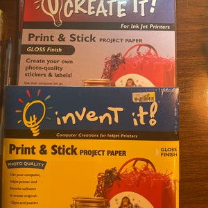 Print & Stick Projektpapier - 10 Blatt - Verwenden Sie einen Computer Tintenstrahldrucker - Erstellen Sie Aufkleber Ihres Designs - Neu - Glänzende Oberfläche