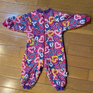 Baby / Infant Minnie One Piece Snow Bunting / Zipper Front Closure - Infant Size - Pink  Flannel purples / greens / yellows  with knit cuffs