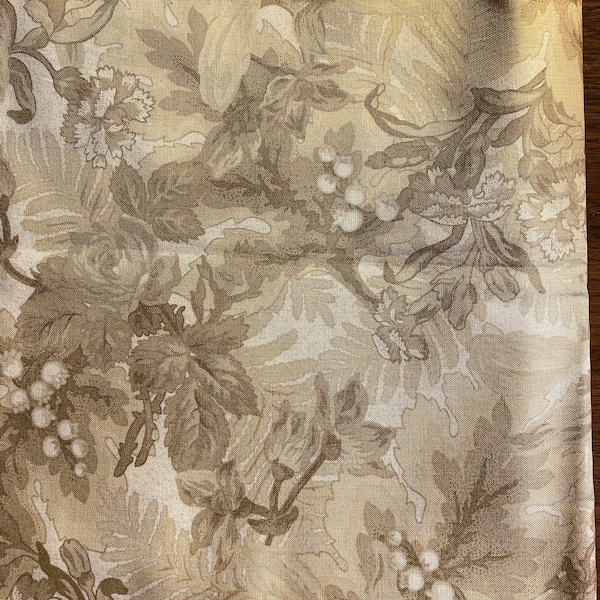 Victorian Flowers  - Lily of the Valley Beige on Beige Background - 44" wide x 33" long - Great for quilting, pillows, appliqué etc