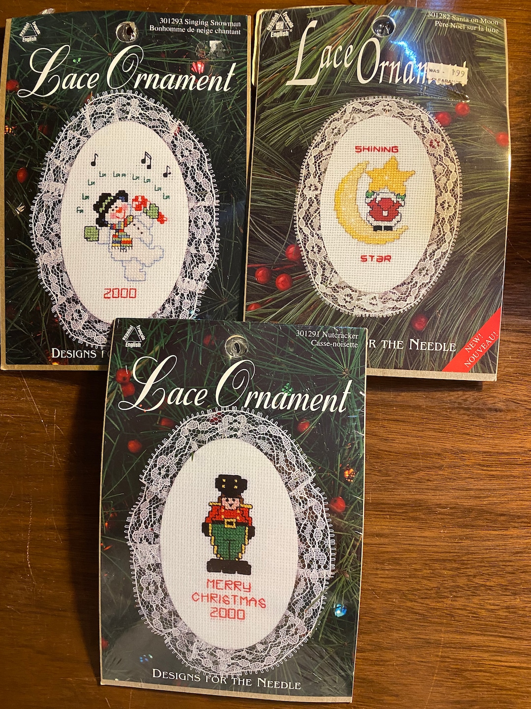 Christmas Lace Ornament / Bag Tag Counted Cross Stitch Kit: Choose