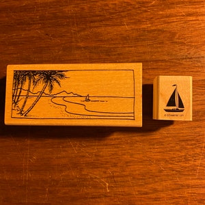 Bloques de sellos de goma para barcos y veleros frente a la playa - 2 - elaboración de papel, fabricación de impresiones, tarjetas DIY