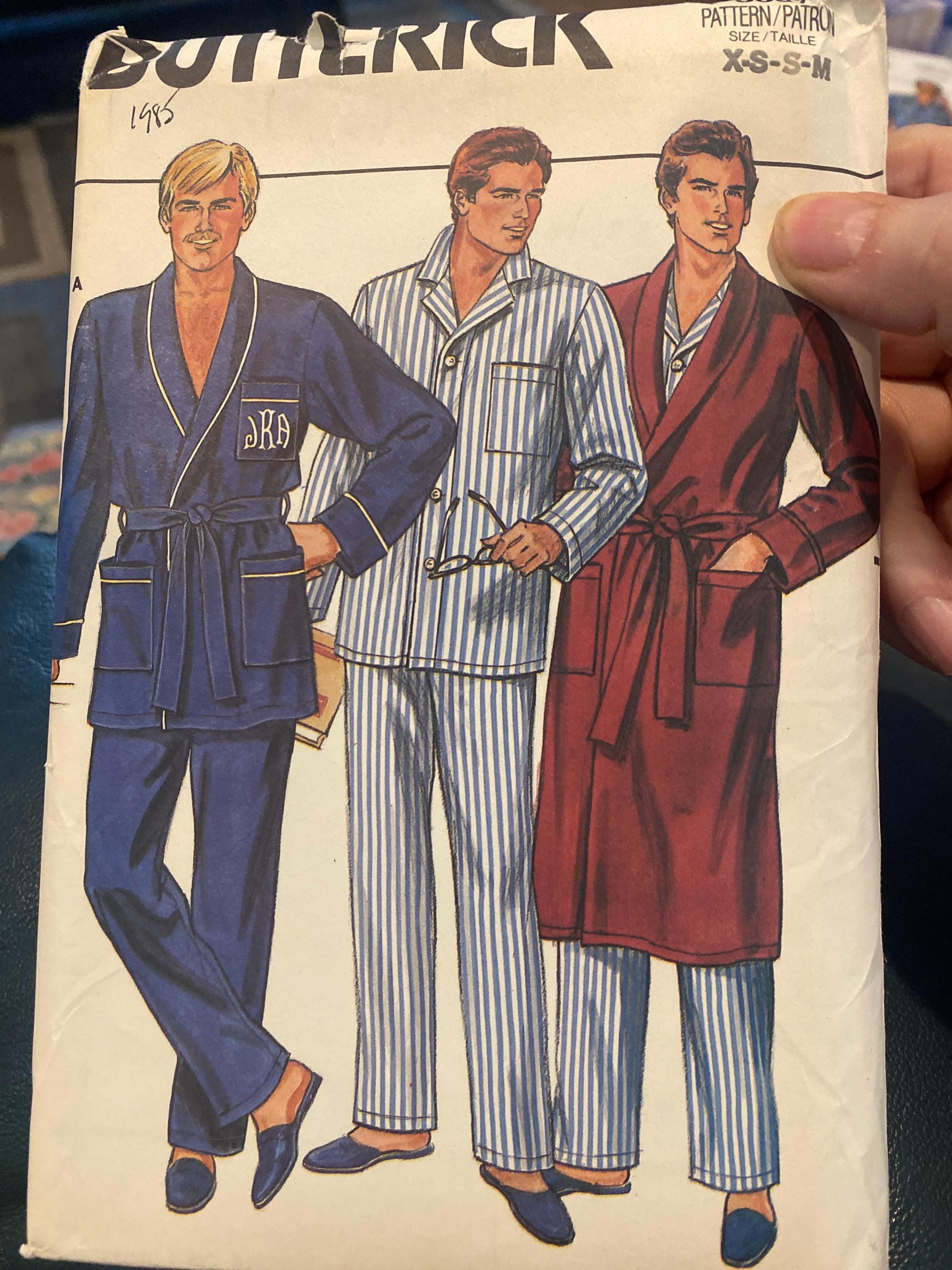 Men's Pajamas and Robe Classic Design - Butterick 3037 Pattern (uncut ...
