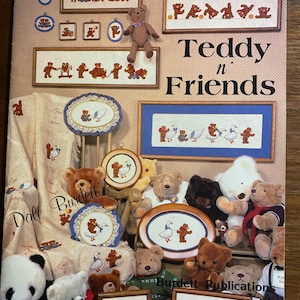 Teddy (Bear) n&#39; Friends Counted Cross Stitch  Needlework - Charted Cross Stitch Designs - Burdett #DB-25 - bears and Geese -1984