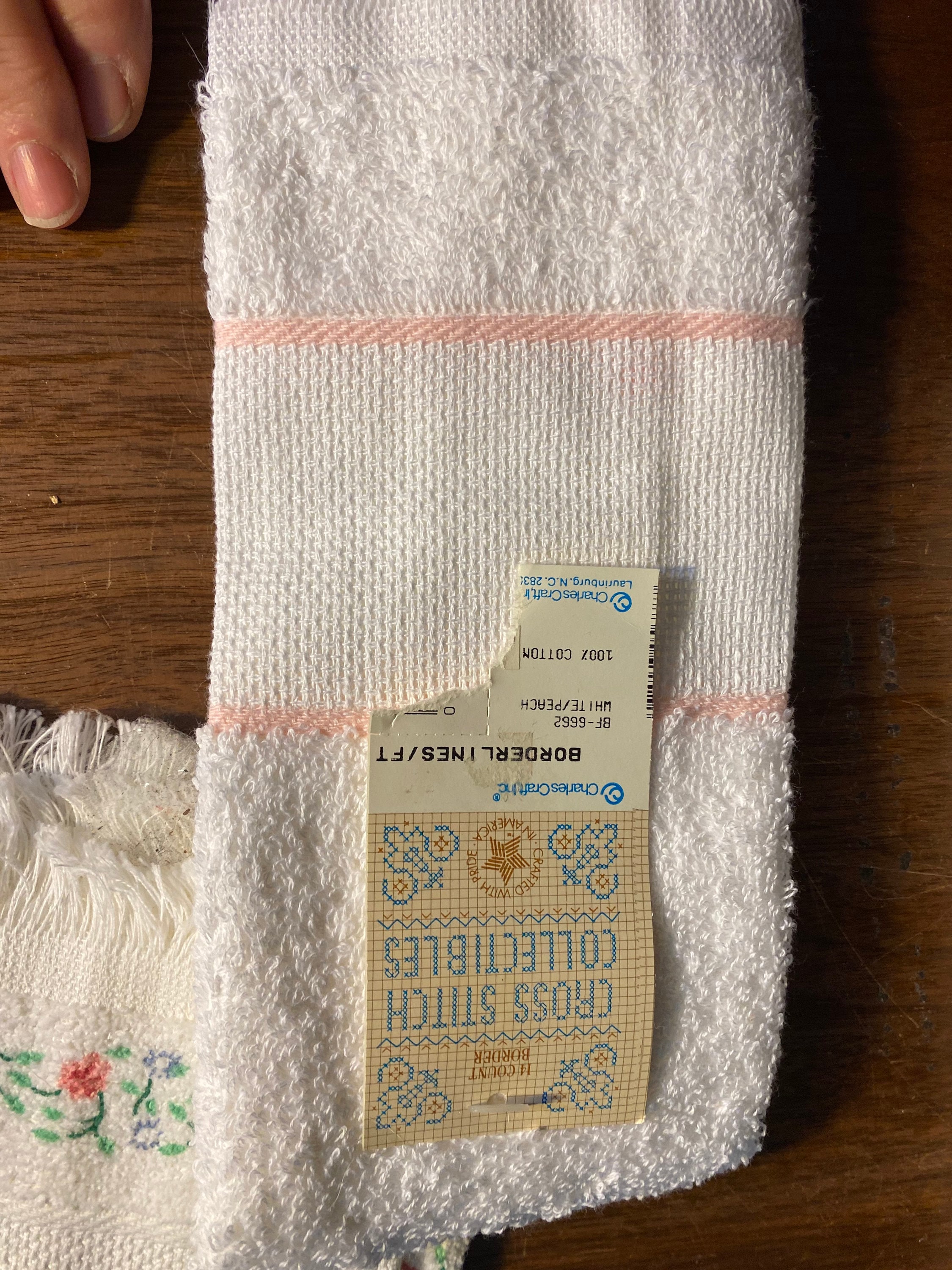Fingertip Towel Cross Stitch Choose Color Terry Towel W/ Cross