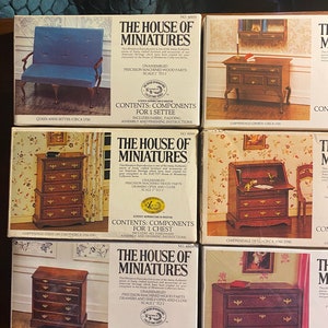 House of Miniatures Dollhouse Furniture Kit - Choose Chippendale Chest, Desk, Queen Anne Settee, Lowboy, etc