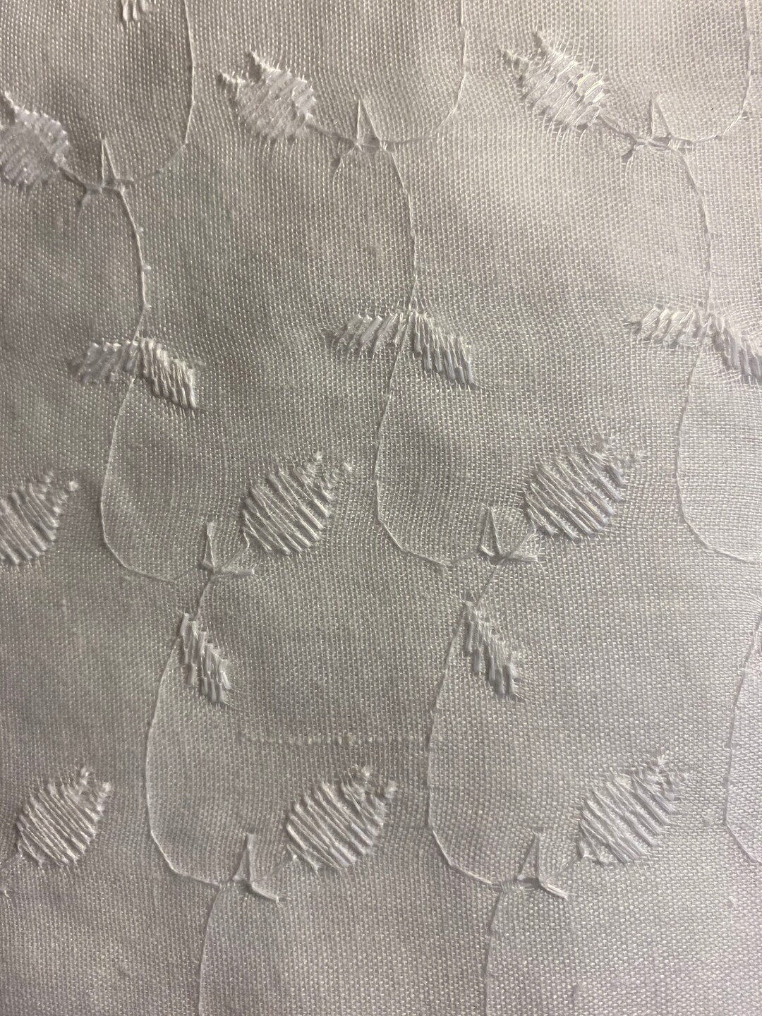 White Fabric White Embroidered Flowers White Background / Etsy