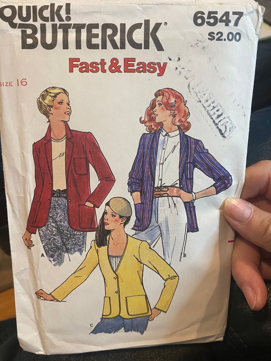 JACKET Misses Fast Easy Pattern Butterick 6547- Size - 16 - Etsy