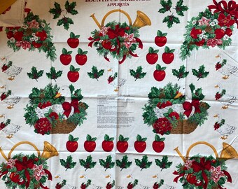 Abundantes apliques navideños: manzanas, ganso, cuerno. Panel de tela. Proyecto: colchas, camisas, medias, etc.