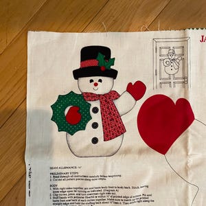 Large Snowman Christmas Fabric PANEL,  Ready to Sew into a Door / Wall Hanging, Quilt, Pillows - one 18&quot; tall Appliqués etc