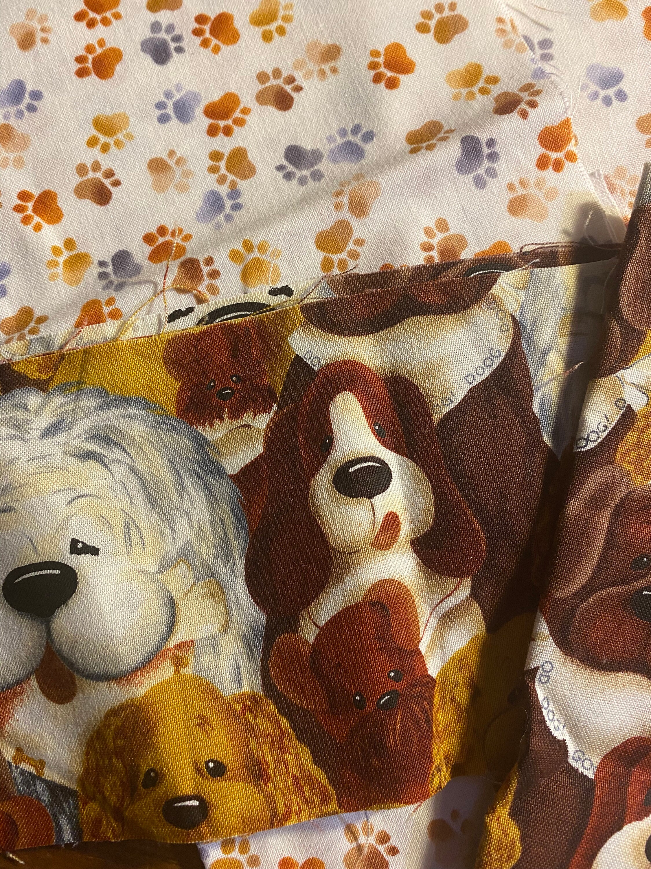 A Small Bit - 5 Pieces of Fabric Paws and Puppy Dogs  - Brown Tones