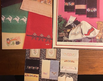 Fingertip Towel Borders Counted Thread Cross Stitch Chart Choose: Holiday, Flower -  towel edging