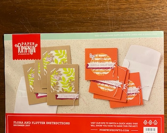Paper Pumpkin - Flora and Flutter Card Making Kit DIY  - Use With  Stampin-Up / Rubber Stamps - Kit - Paper Crafting - December 2017