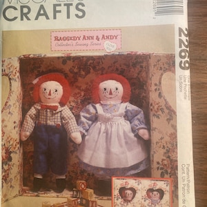 Soft Cloth Dolls - Raggedy Ann & Raggedy Andy to sew McCall&#39;s 2269 Pattern (uncut) 1999