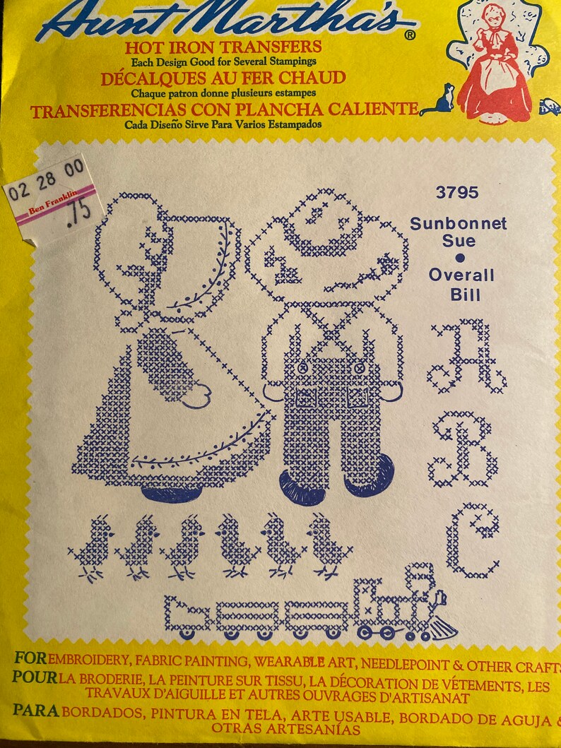 Aunt Martha's Hot Iron Transfers Pick: Denim Dan 3919 or Sunbonnet Sue ...