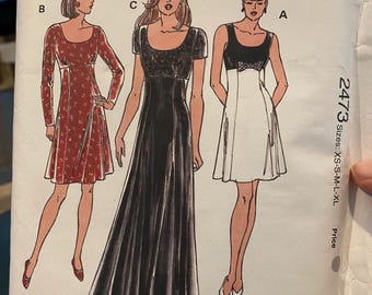 Dress Cocktail / Evening - Misses - Designer Kerstin Martensson - Kwik Sew 2473 Pattern Easy Simple Sew size XS - XL  - 1995