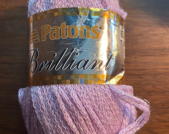 Patons Brilliant  - Lilac with Silver Sparkle- Knit, Crochet Yarn Skein  - New - 69% Acrylic 19 Nylon 12 Polyester - Bulky - Light 3