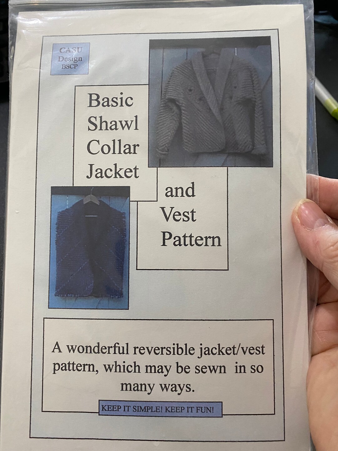 Basic Shawl Collar Jacket & Vest Pattern - Women's / Ladies / Misses ...