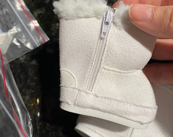 White Gogo Doll Boot Shoes - ~3" Long Foot x 3" High