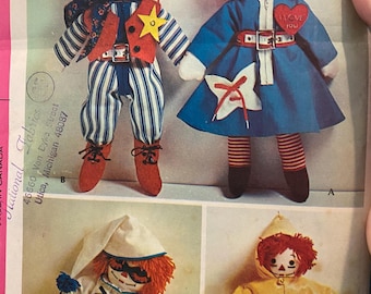 Kleidung für Puppen 15"- 20" 25" - Rtagdy Ann & Rtagdy Andy - McCall's 3002 Vintage Schnittmuster (ungeschnitten) 1971