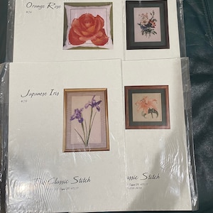 Bloemenkaart Kies: Rose, Lily Spring, Iris - 1998/9 - Borduren Cross Stitch Needlepoint Geteld Draadborduurwerk - Sharon Summers