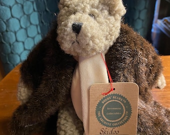 Archive Collection Boyd's "Skidoo" Plush Light Grey Stuffed Bear  - soft stuffed Posable 9" bear With (Fake) Brown  Fur Coat  - 1990 to 1994