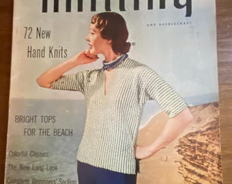 Vintage Smart Knitting and Needlecraft Knitting Magazine 1955 15th Ed - Knitting  Skirts Tops instructions / pattern - Beach Wear - Beginner
