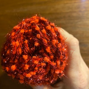 Bernat Ping Pong Yarn for Knitting and Crochet - Radiant Red With a Sparkle   - New - 27% Nylon 73 Acrylic - 50 g 58 Yards