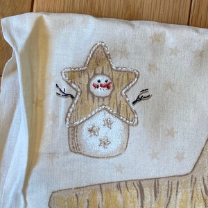 SNOWMAN Christmas Fabric PANEL,   Ready to Sew for a  friend for the HOLIDAYS - 2 10&quot; Self Standing Snowpeople