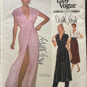 Edith Head - Dress / Tunic, Pants and Belt Vogue American Designer #2040 Pattern (uncut) Size 8 (Designer Original) Misses - Very Easy Vogue