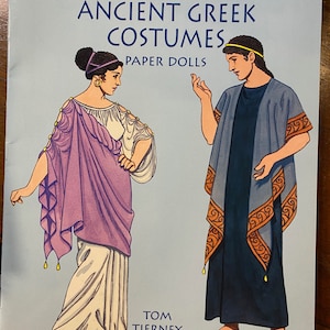 Antichi costumi greci Bambole di carta - 2 bambole e vestiti finiti - Storia della serie di costumi - 1999 - Dover Publications - Tom Tierney