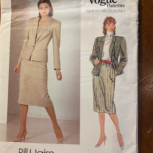 Misses  Jacket, Skirt - Suit / Ensemble  Vogue 1190 Pattern Bill Haire (uncut)  Size 12 American Designer Original