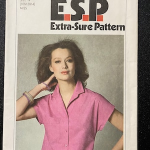 Misses / Women&#39;s Blouse / Shirt Simplicity  9024 Pattern  Size 10, 12, 14 - 1979 - Front Button Closure - Simple / Quick / Easy Sew