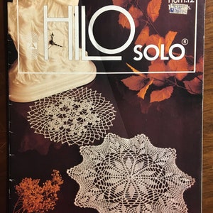 HILO Solo Doilies Luncheon Sets - Table Covers Runners  Book No. 12  (Instructions in Spanish) designs including flowers, Geometrics, Fringe
