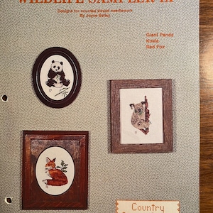 Wildlife Sampler IX Charts Cross Stitch 1977 Albums 9 - Stickerei Zählfaden-Sampler Stitchery - großer Panda, Koala und Rotfuchs
