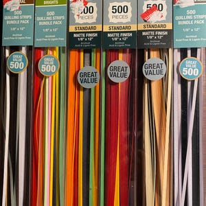 クイリング ストリップ バンドル パック 1/8" x 12" - ペーパー パック - スクラップブッキング、ペーパー クラフト、フォト アルバム - Pick Color - Birds Studio
