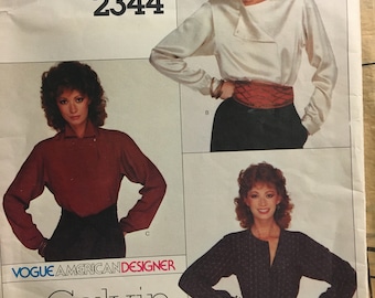 Calvin Klein (Camisa - Top) Vogue American Designer #2344 Patrón (corte) Tamaño 12 (Diseñador Original) Patrón de blusa de señoritas - Very Easy Vogue