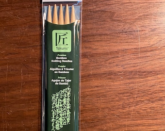 KNITTING NEEDLES Size 10 1/2 double point (6.5mm) Bamboo Premium - Clover - 7" long - new in unopened package - 5 pieces