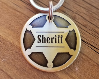 Dog ID Tag: Personalized Sheriff Badge