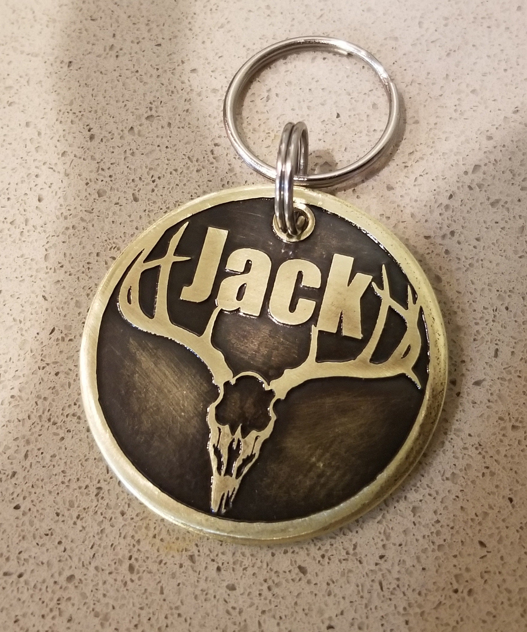 Personalized Hunting Dog ID Tag Deer Skull Handmade Etsy