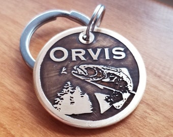 Personalized Dog ID Tag - Custom Engraved Trout Design