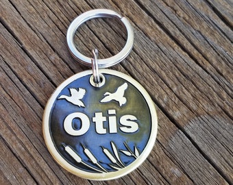 Personalized Hunting Dog ID Tag: Handmade Duck Design