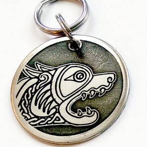 Dog Tag - Celtic Wolf in Nickel Silver