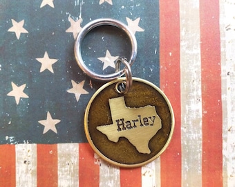 Personalized Texas Handcrafted Dog ID Tag with Name