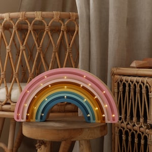 Wooden Rainbow Night Light Toodler Bedroom Lamp Montessori Baby Room Decor Pastel Rainbow Lamp  Baby Lamp Nursery Room Decor Pastel Room