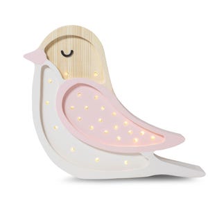 Wooden Bird Night Light – Lamp for Girls&#39; Room – Bedside Table Lamp and Wall Sconce – Nursery Light – Boho Bird Decor - Baby Shower Gift