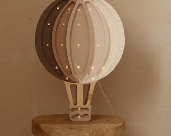 Vintage Hot Air Balloon Lamp Wooden Night Light Nursery Montessori Room Decor Gift for Adventurous Boy Little Traveler Retro Nursery Decor