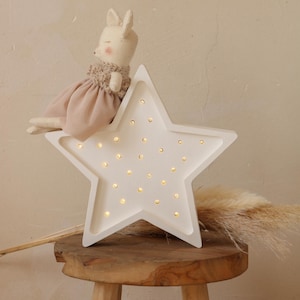 Wooden Star Night Light Kids Room Lamp Handmade Baby Gift Sky and Stars Decor Little Lights Star Lamp Galaxy-themed inspiration Nursery Lamp