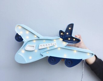 Wooden Airplane Night Light – Handmade Kids Room Lamp Travel Theme Decor Nursery Light for Boys Gift for Little Traveler Travel Room Decor