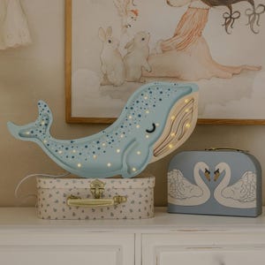 Nachtlicht Wal aus Holz, Babyzimmerbeleuchtung, Ozean, Nachttischdekoration für Babyzimmer, Meeres- und Ozeanthema
